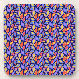Colourful Leaf Pattern Plastic Coaster