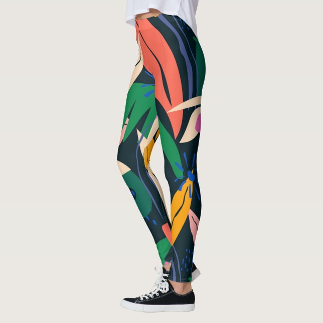 Colourful leaf pattern, vibrant leggings (Left)