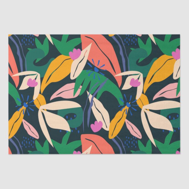 Colourful leaf pattern, vibrant tissue paper (Front)
