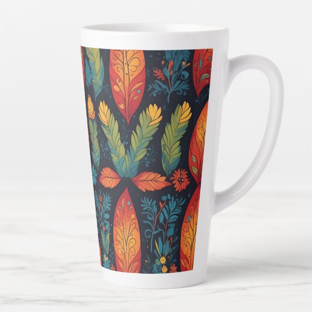 Colourful leaf's in fall latte mug (Right)