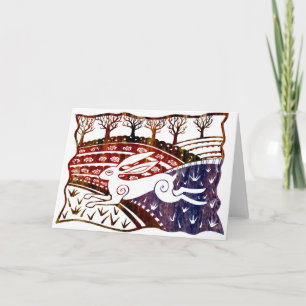 Colourful Leaping Hare Card