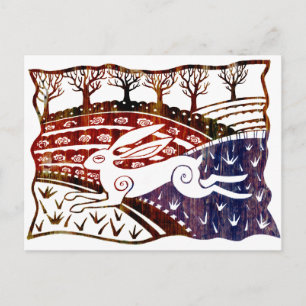 Colourful Leaping Hare Postcard