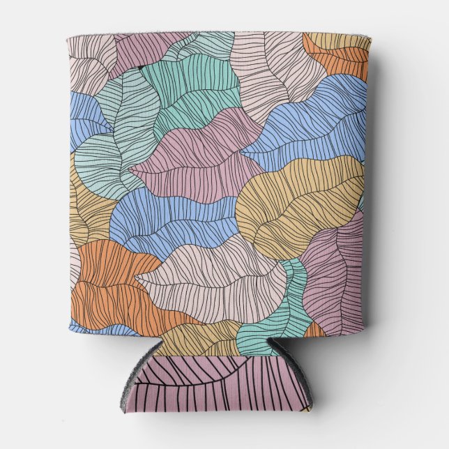 Colourful leaves: abstract painting background. can cooler (Front)