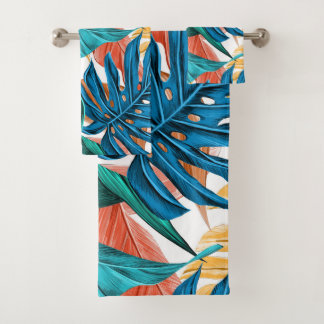 Colourful leaves bath towel set