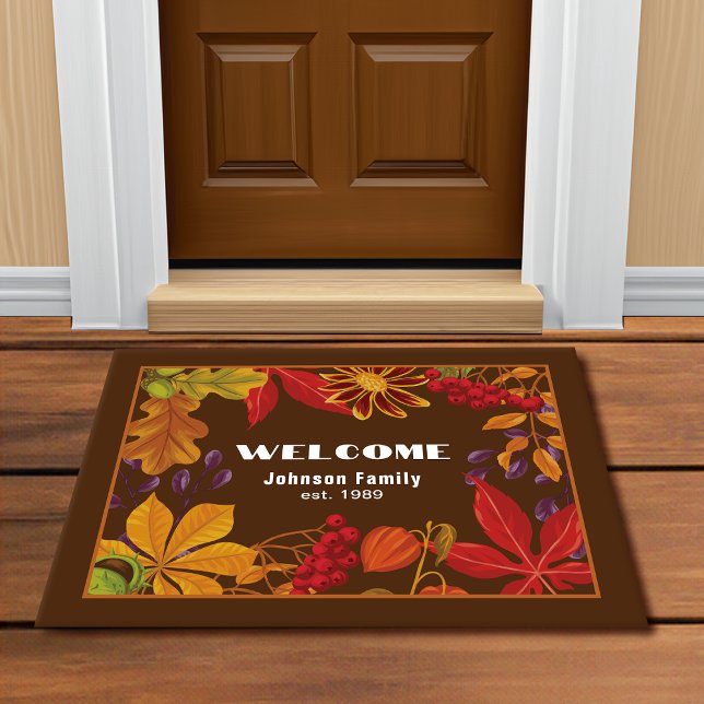 Colourful Leaves Berries Botanical Fall Doormat (Creator Uploaded)