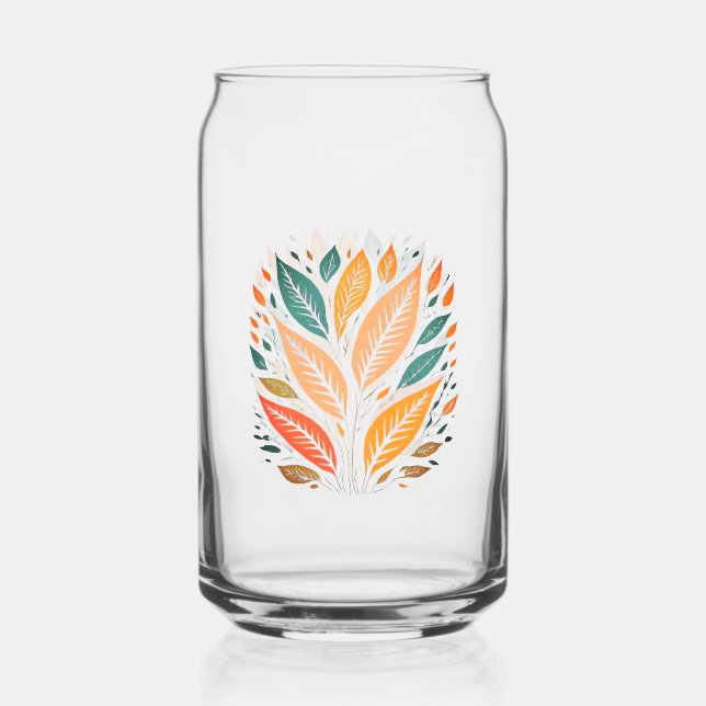 Colourful Leaves Can Glass (Front)