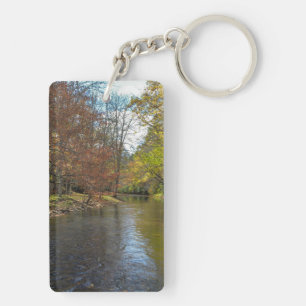 Colourful Leaves Fall Reflections on Autumn Stream Key Ring
