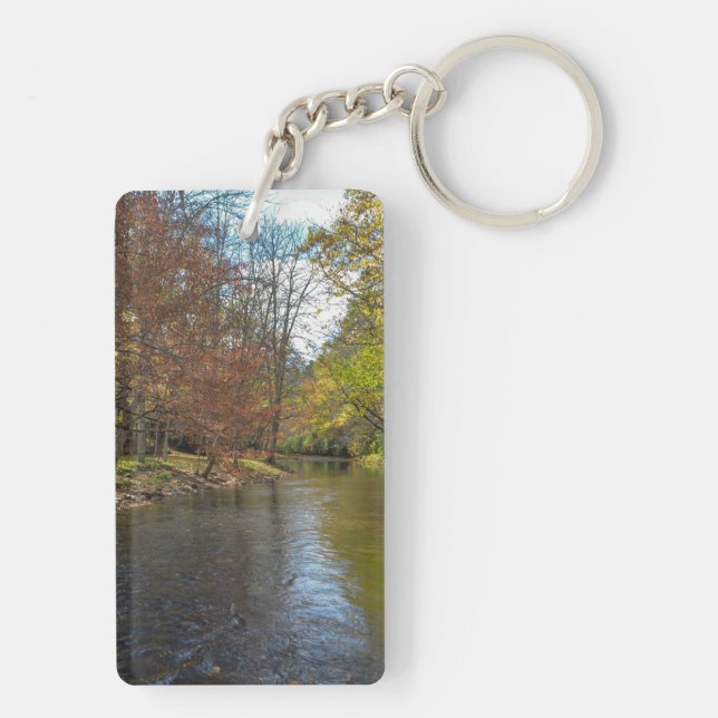 Colourful Leaves Fall Reflections on Autumn Stream Key Ring (Back)