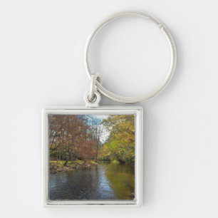 Colourful Leaves Fall Reflections on Autumn Stream Key Ring