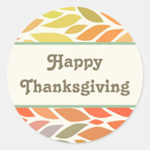 Colourful Leaves Happy Thanksgiving Sticker