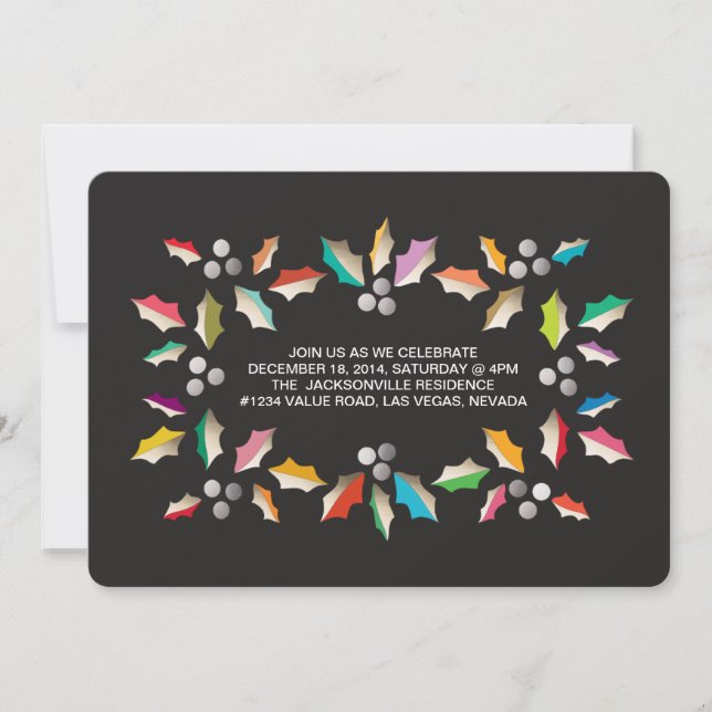 colourful leaves holiday party invitation (Front)