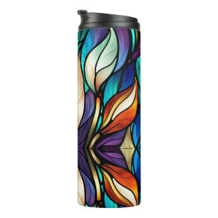 Colourful Leaves in stained glass look Thermal Tumbler