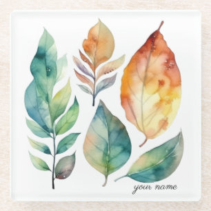 Colourful leaves in watercolor too Coaster