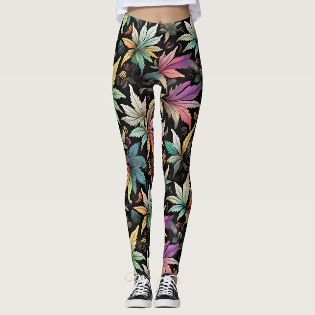Colourful leaves leggings (Front)