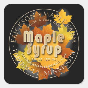 Colourful Leaves Maple Syrup Custom Square Label