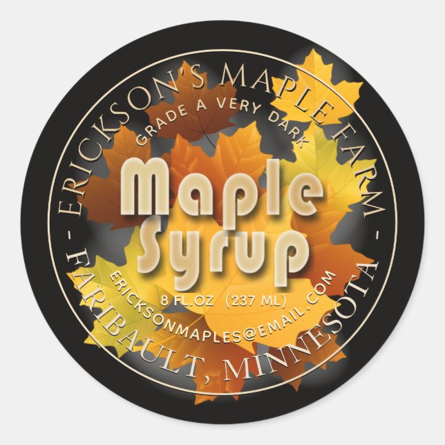 Colourful Leaves Maple Syrup Customisable Label (Front)