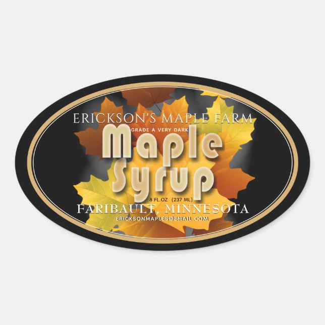 Colourful Leaves Maple Syrup Fully Editable Oval Oval Sticker (Front)