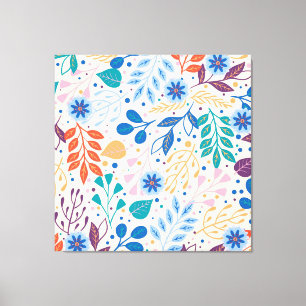 Colourful Leaves Modern Foliage Pattern Canvas Print