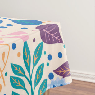 Colourful Leaves Modern Foliage Pattern Tablecloth
