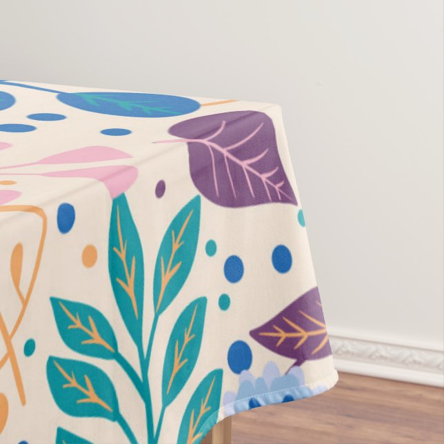 Colourful Leaves Modern Foliage Pattern Tablecloth (In Situ)