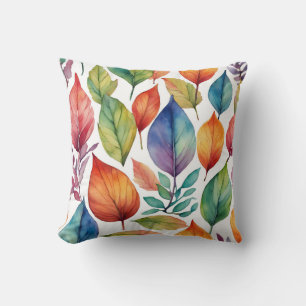Colourful Leaves Nature Art Design Cushion