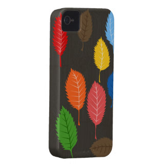 colourful leaves on woodgrain iPhone 4 cover