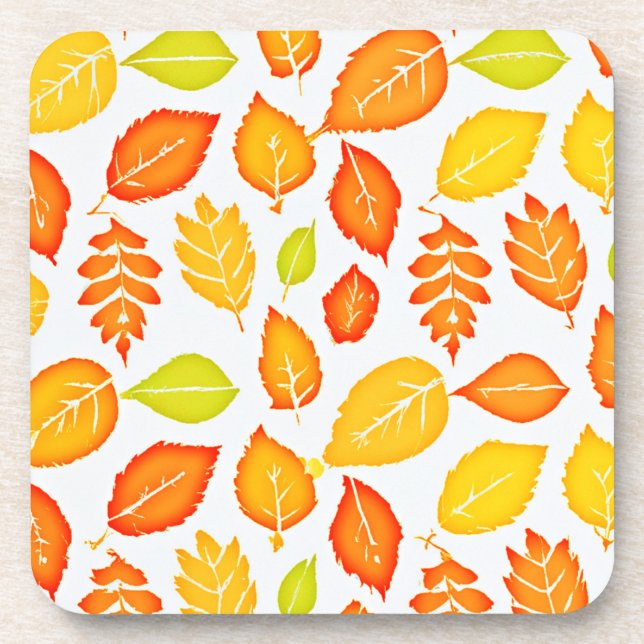 Colourful Leaves Pattern Coaster (Front)