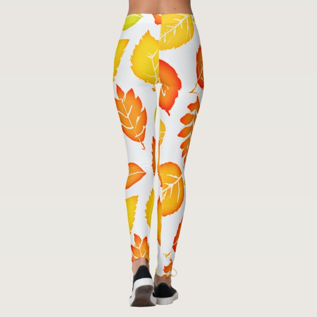 Colourful Leaves Pattern Leggings (Back)