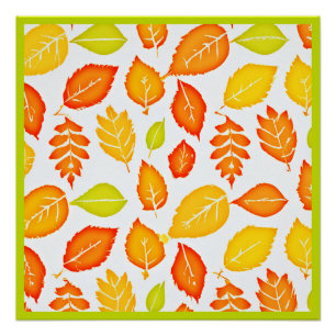 Colourful Leaves Pattern Poster
