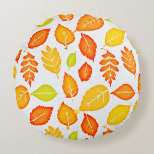 Colourful Leaves Pattern Round Cushion
