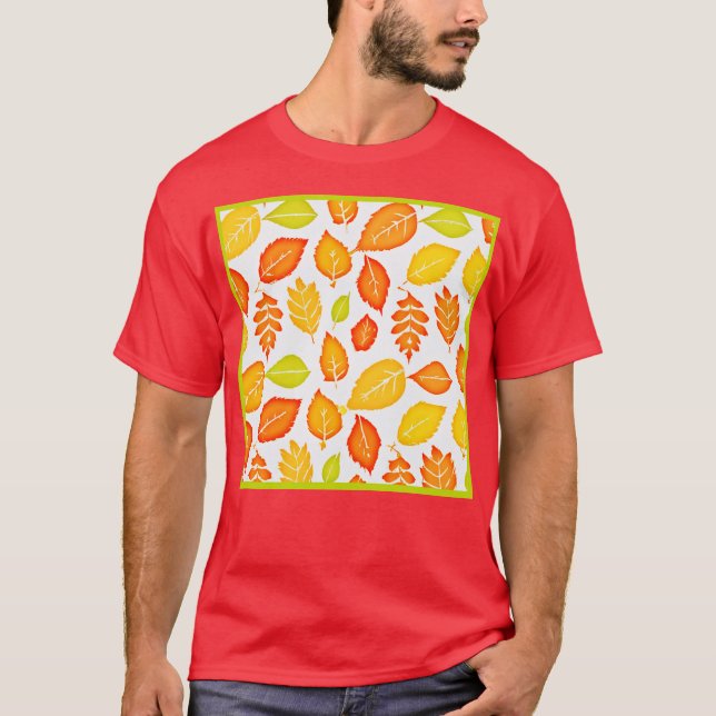 Colourful Leaves Pattern T-Shirt (Front)