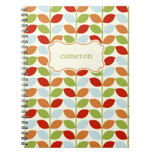 Colourful Leaves Personalised Notebook - Blue