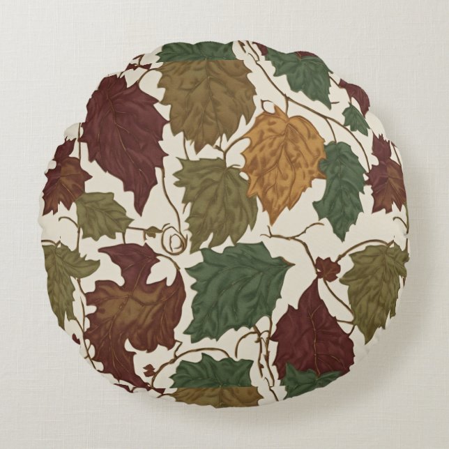 Colourful Leaves  Round Cushion (Front)