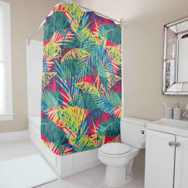 Colourful Leaves Shower Curtain (In Situ)