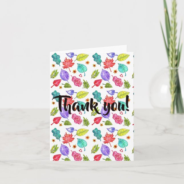 Colourful Leaves Thank you Greeting Card (Front)