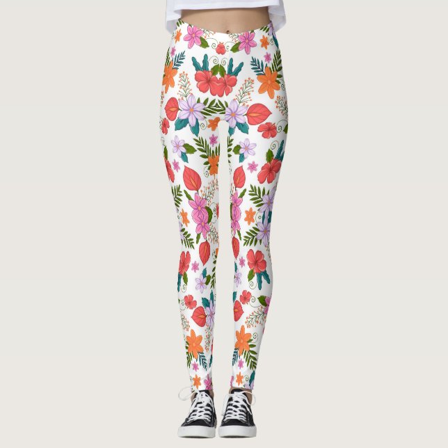 Colourful leggings featuring a vibrant floral  (Front)