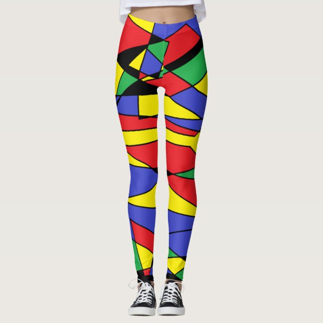Colourful Leggings Pattern Abstract Colours (Front)