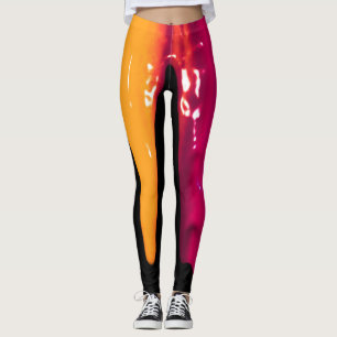 Colourful Leggings Wet Paint Dripping Down Black