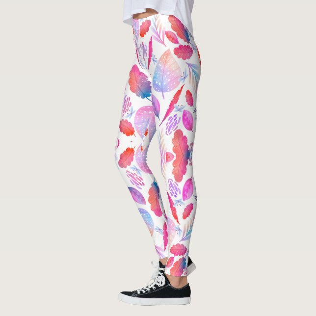 Colourful leggings with a vibrant pattern of pink (Left)