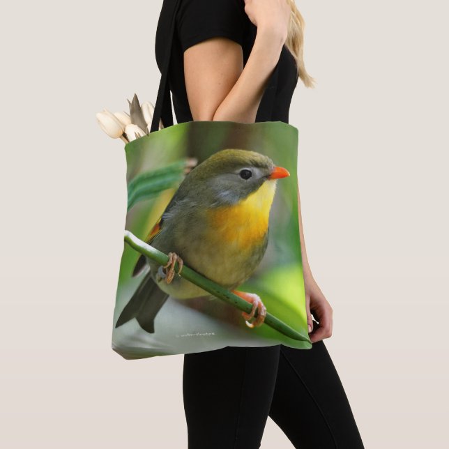 Colourful Leiothrix / Pekin Robin Songbird Tote Bag (Close Up)