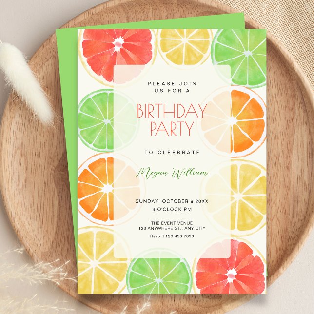 Colourful lemon birthday invitation (Creator Uploaded)