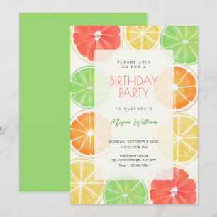 Colourful lemon birthday invitation