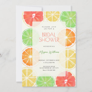 Colourful lemon bridal shower invitation
