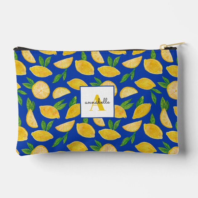 Colourful Lemon pattern Accessory Pouch (Back)