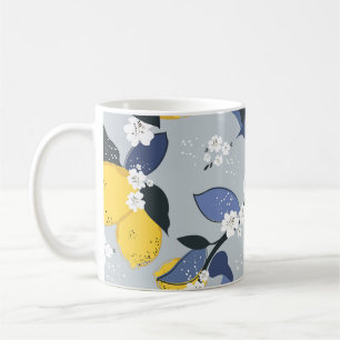 Colourful Lemons: Citrus Floral Pattern Coffee Mug