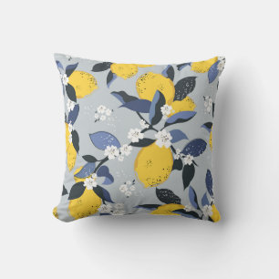 Colourful Lemons: Citrus Floral Pattern Cushion