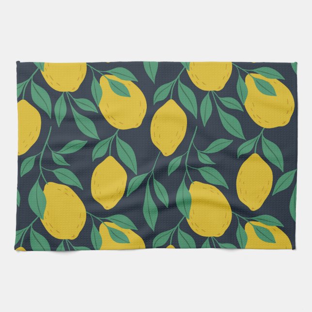 Colourful Lemons: Hand Drawn Vibrance. Tea Towel (Horizontal)