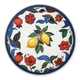 Colourful Lemons Traditional Folk Floral Ceramic Knob
