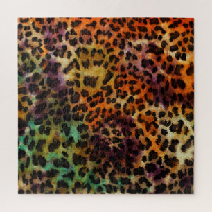 Colourful Leopard: Abstract Vintage Texture Jigsaw Puzzle