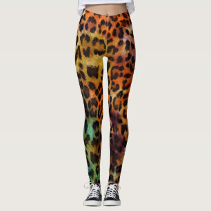 Colourful Leopard: Abstract Vintage Texture Leggings